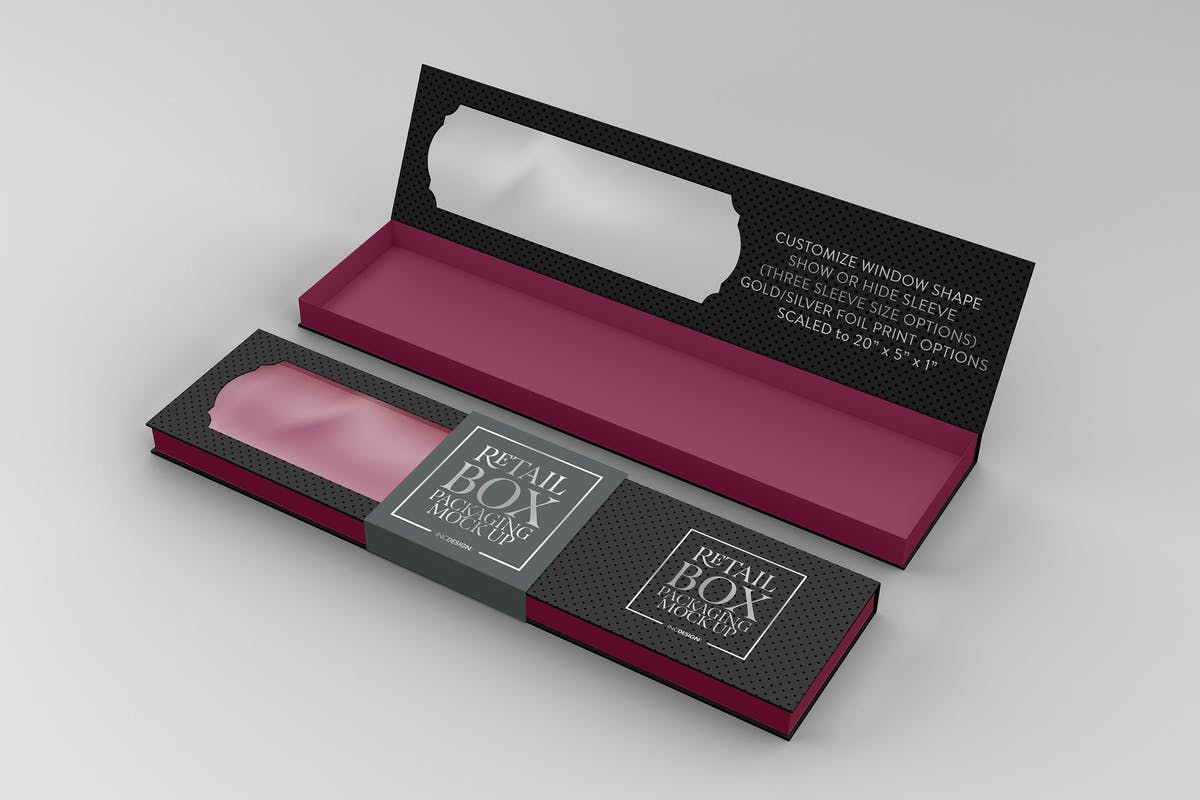 高端矩形可折叠礼品盒包装样机 Rectangle Collapsible Box Packaging Mockup