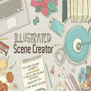 超级巨无霸场景手绘设计素材包 Illustrated Hero Image Scene Creator