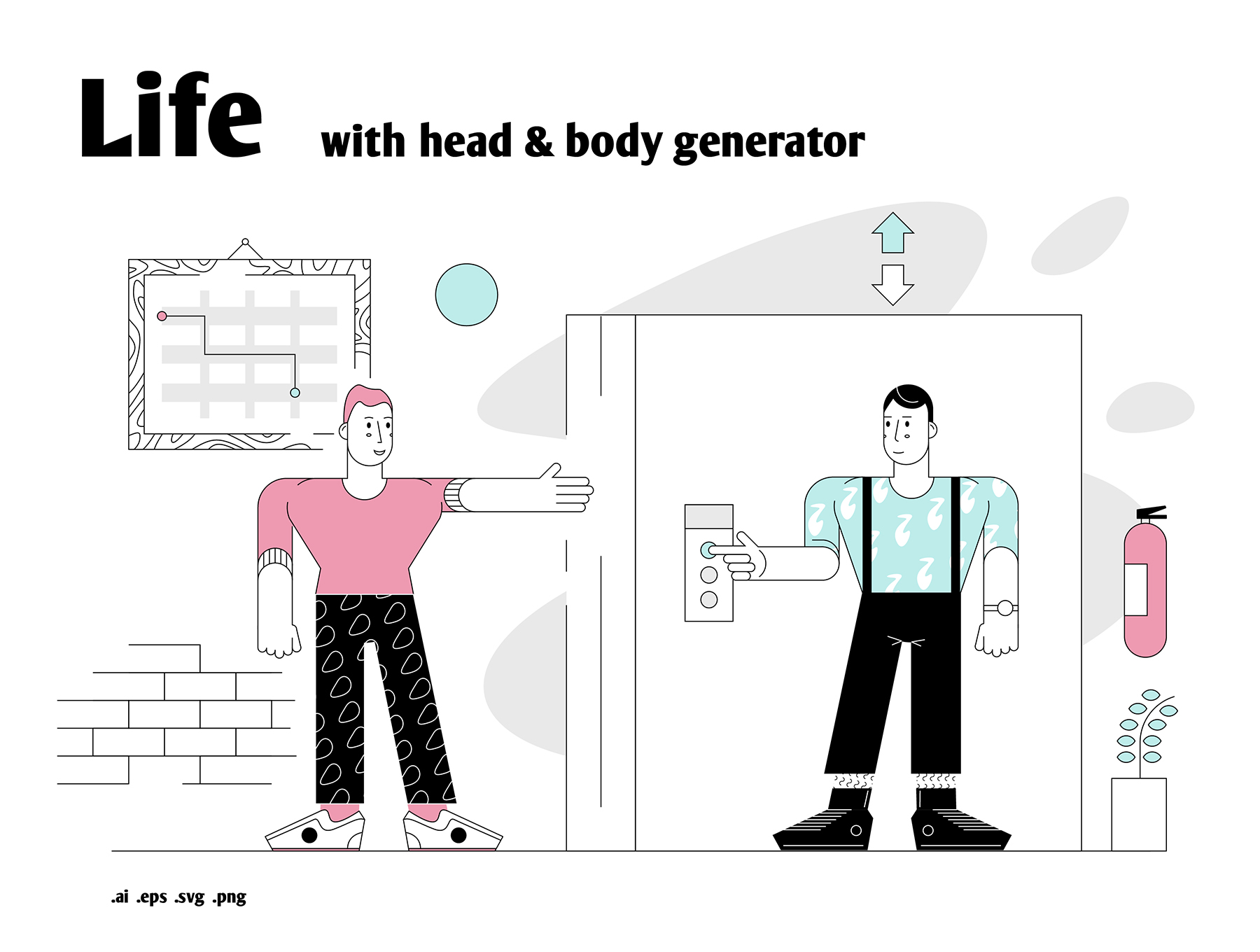 一流设计素材网下午茶：个性的生活场景插画素材下载[Ai]