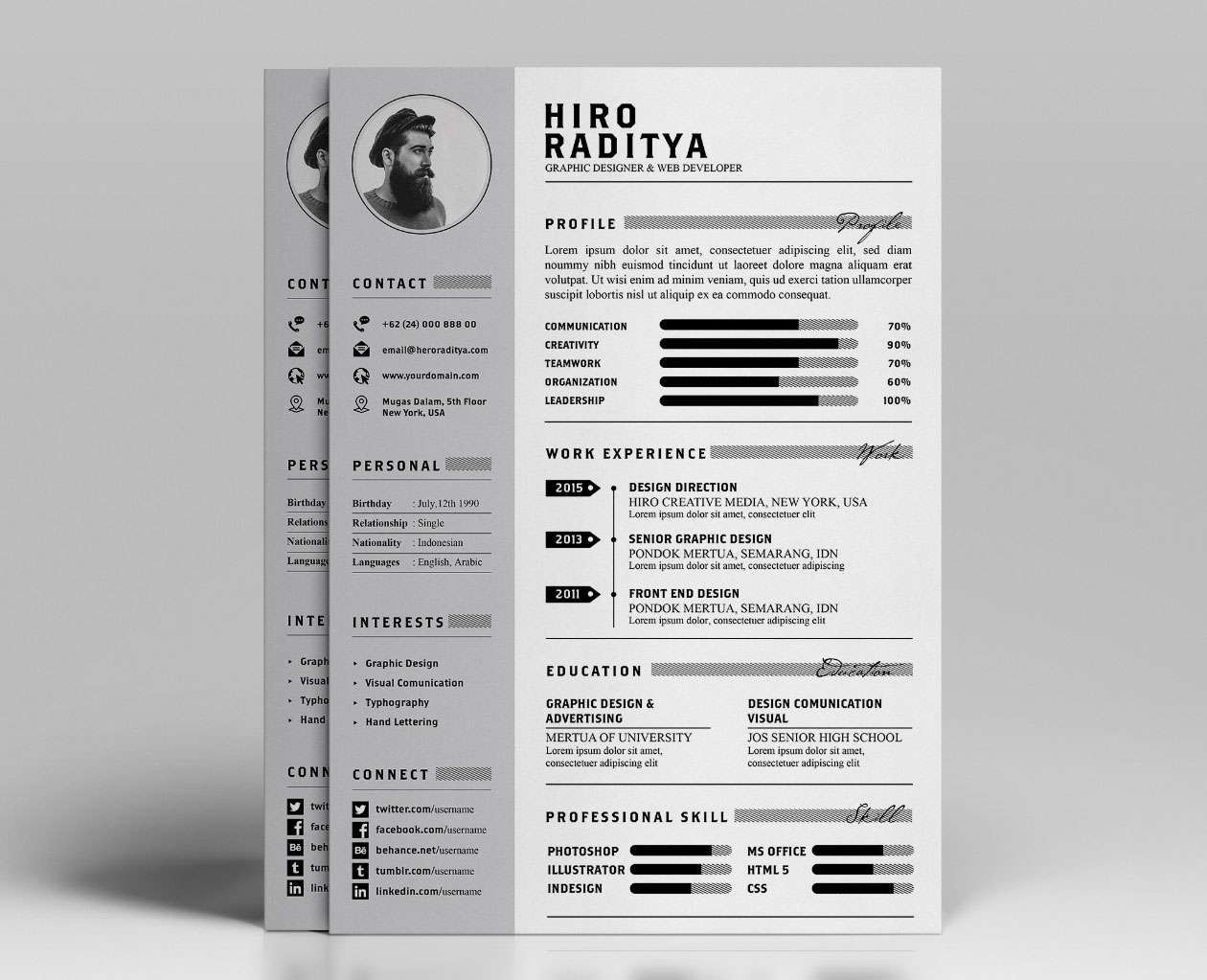 设计师简历及作品展示模板 Resume & Portfolio Template – YA