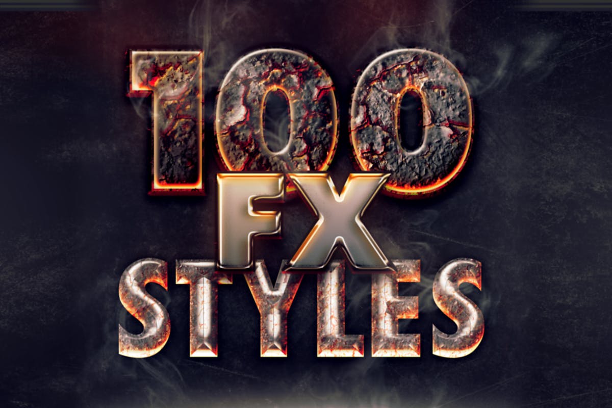 100款精美PS字体样式合集 100 Photoshop Layer Styles Bundle – Text Effect