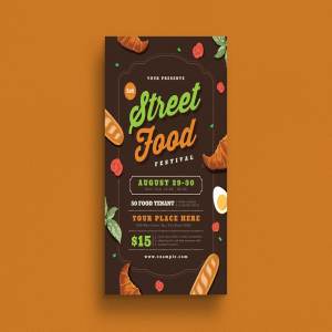 快餐食品外卖宣传单设计素材 Street Food Festival Flyer