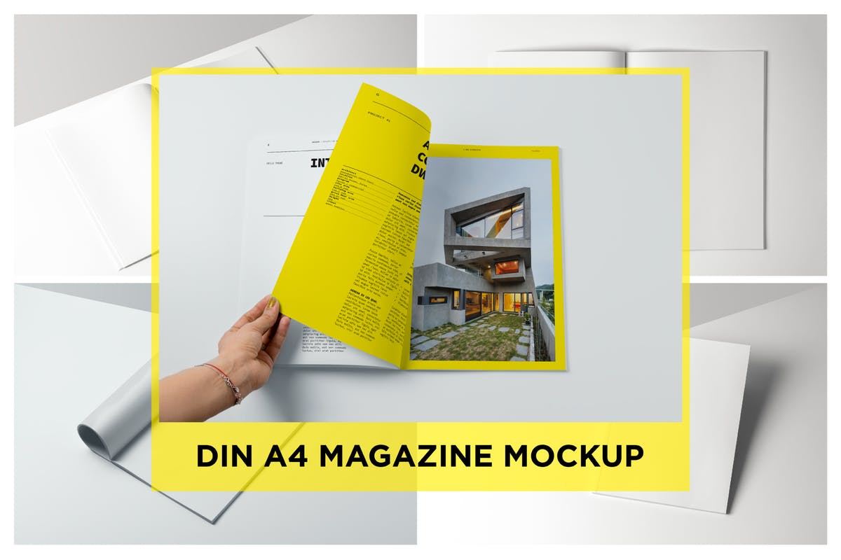 A4规格多视角杂志样机模板 A4 Magazine Mockup