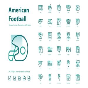 体育运动-美式足球橄榄球主题形状图标 American Football (Shape)