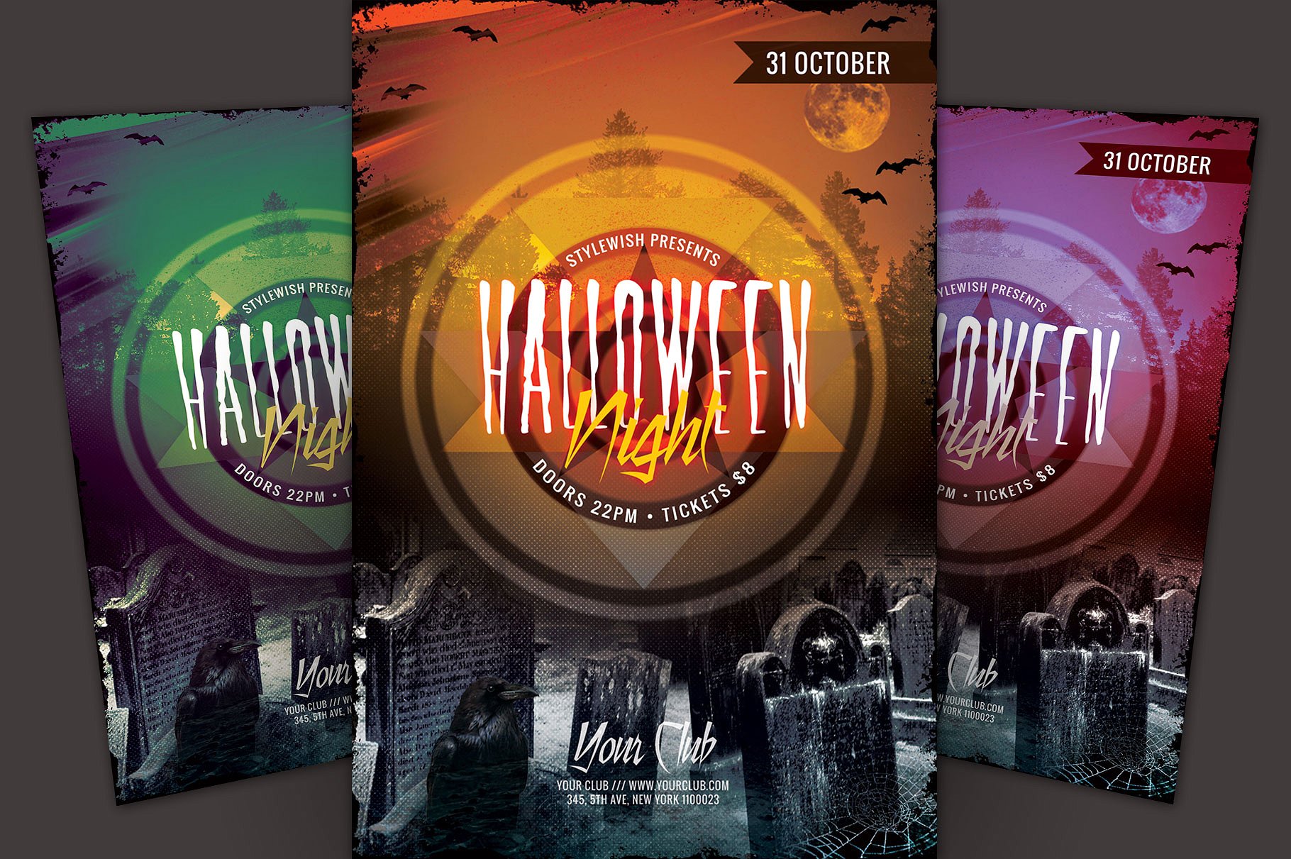 恐怖万圣节活动海报传单模板 Halloween Night Flyer Template