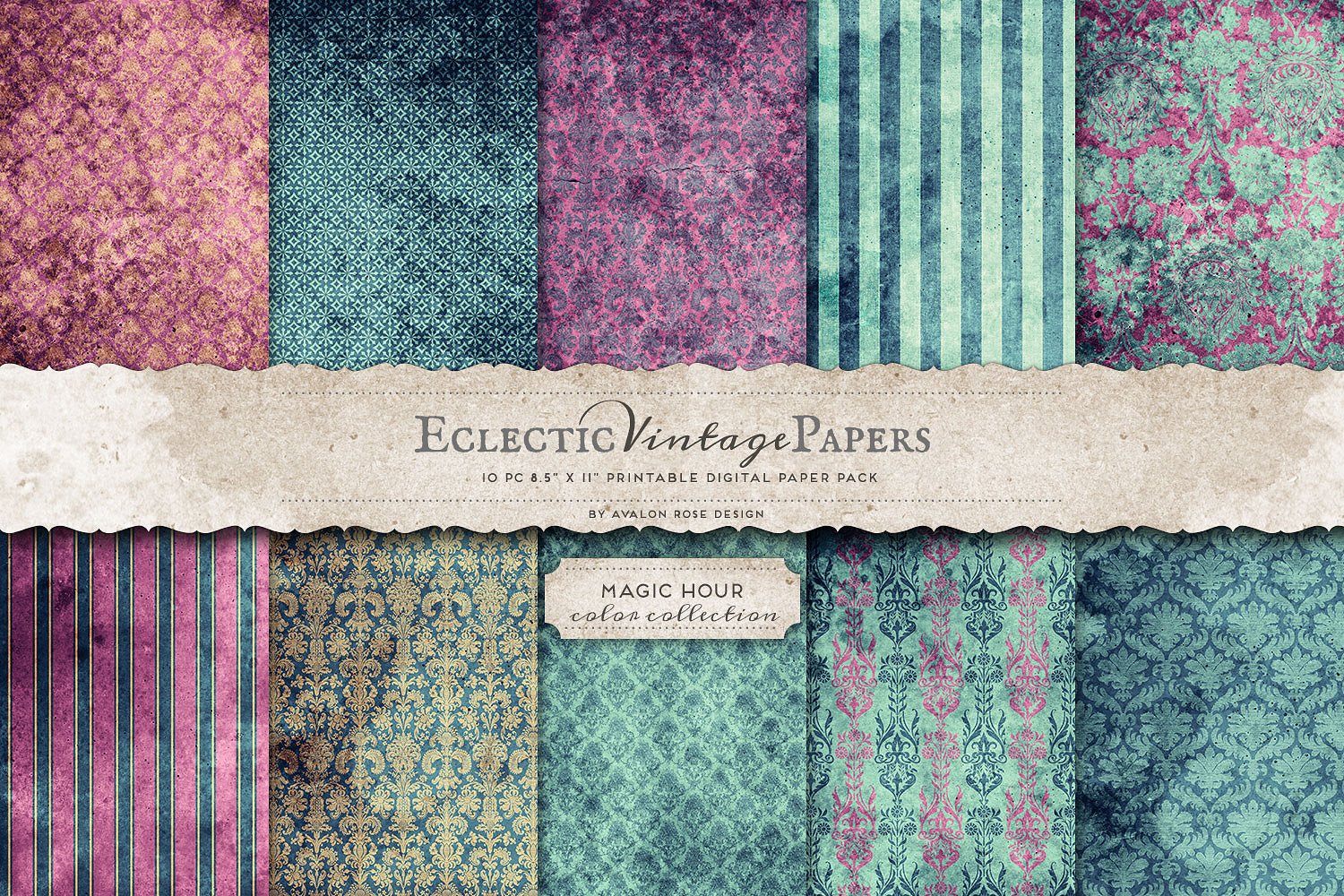 魔幻时光色彩系列纸张图案纹理 Printable Papers -Magic Hour