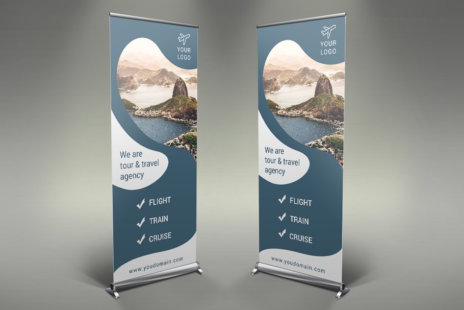 旅行指南易拉宝banner海报模板