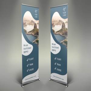 旅行指南易拉宝banner海报模板