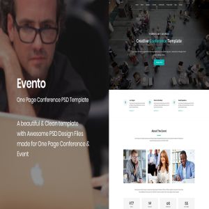 会议&活动主题网站设计PSD模板 Evento – One Page Conference & Event PSD Template
