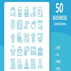 50枚商业商务主题线体图标素材 50 Business Icons ( Line )