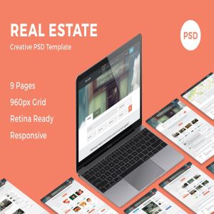 房地产销售中介业务网站设计PSD模板 Real Estate – Creative PSD Template