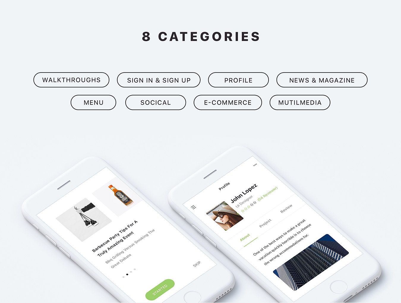 简约大方 APP UI 套件 Zade Mobile App UI KIT [for Adobe XD & Sketch]