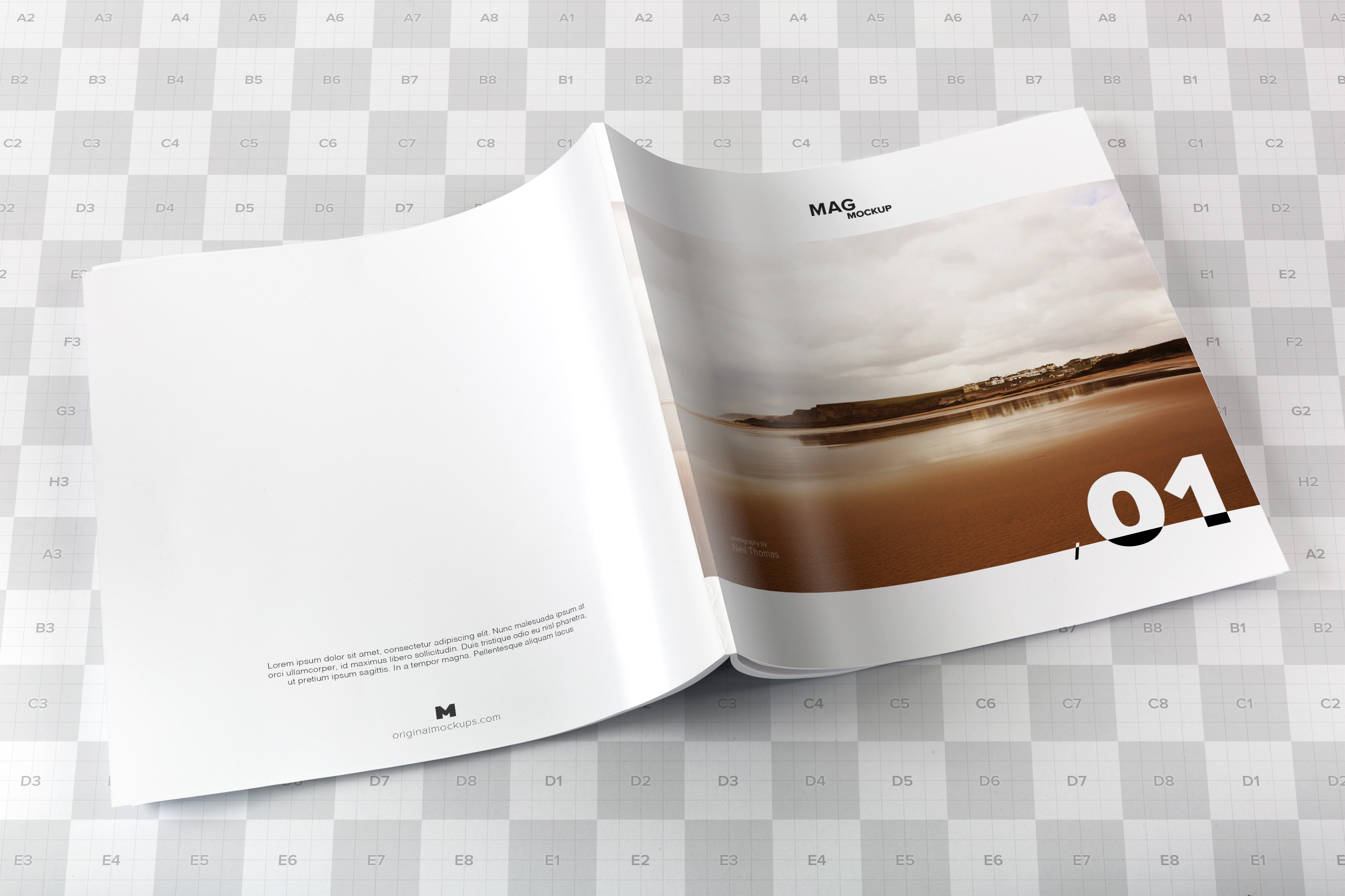 方形杂志封面＆封底印刷效果图样机 Square Magazine Back Cover Mockup