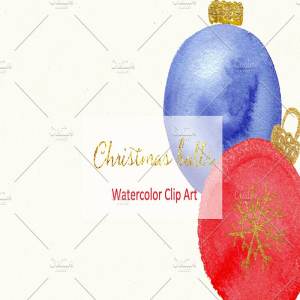 圣诞节装饰球剪贴画 Christmas balls. Watercolor Clipart