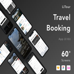 一流设计素材网下午茶：酒店预订的旅行APP UI KIT 套装下载[Sketch,fig,XD]