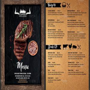 烧烤餐厅菜单传单模板 Grill Restaurant Menu Flyer Template