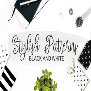黑白风格手绘图案包装外观设计背景纹理 Black and White Stylish Patterns