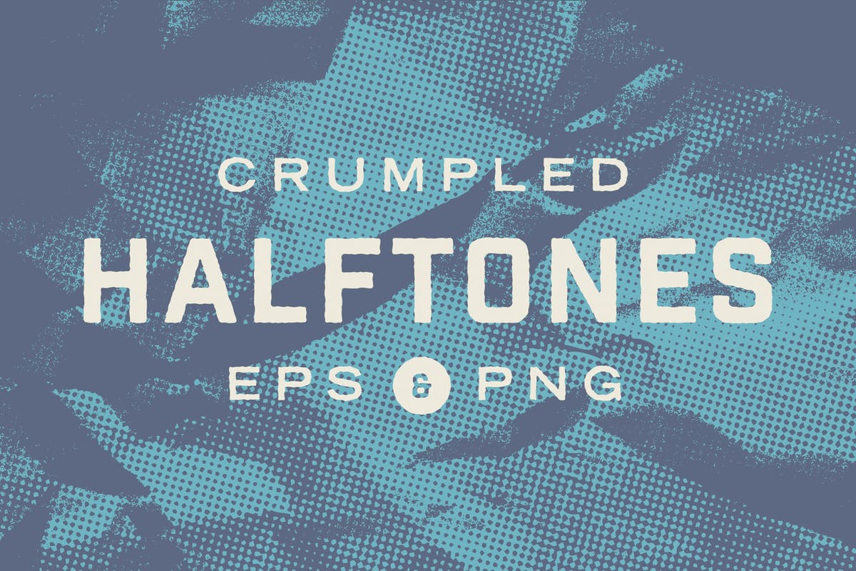 复古半色调皱褶纸张纹理 Crumpled Paper Halftone Textures