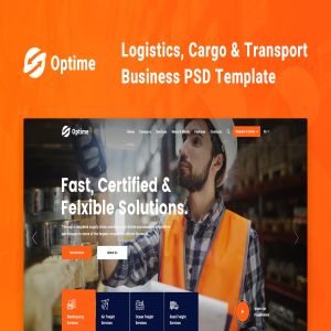 物流货运/快递运输公司官网设计PSD模板 Optime – Logistics, Cargo & Transport PSD Template