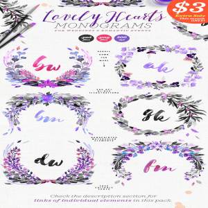 2018流行色爱情情人节手绘元素集合