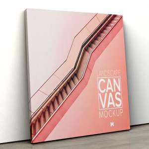 靠墙画布画框艺术展览样机模板素材 Landscape Canvas Mockup Leaning on Wall