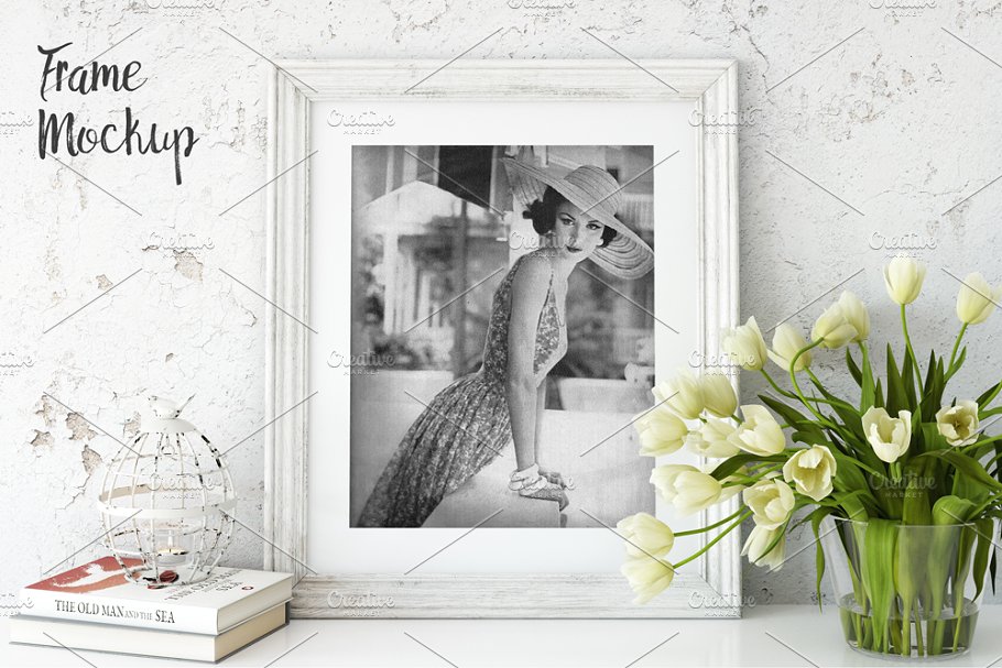 复古实木相框画框样机 Vintage Interior Frame Mockup – 02