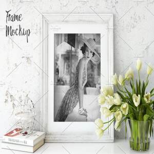 复古实木相框画框样机 Vintage Interior Frame Mockup – 02