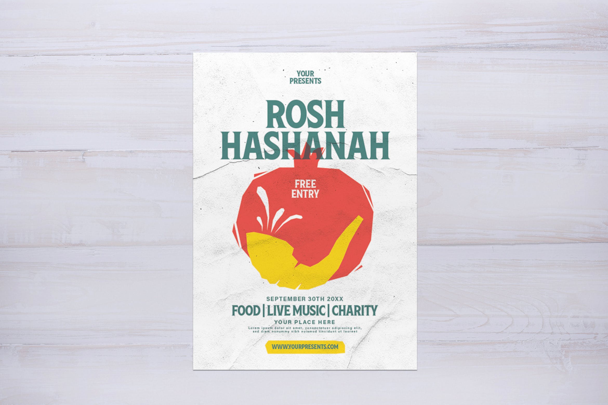 犹太新年庆祝活动海报传单设计模板 Rosh Hashanah Flyer