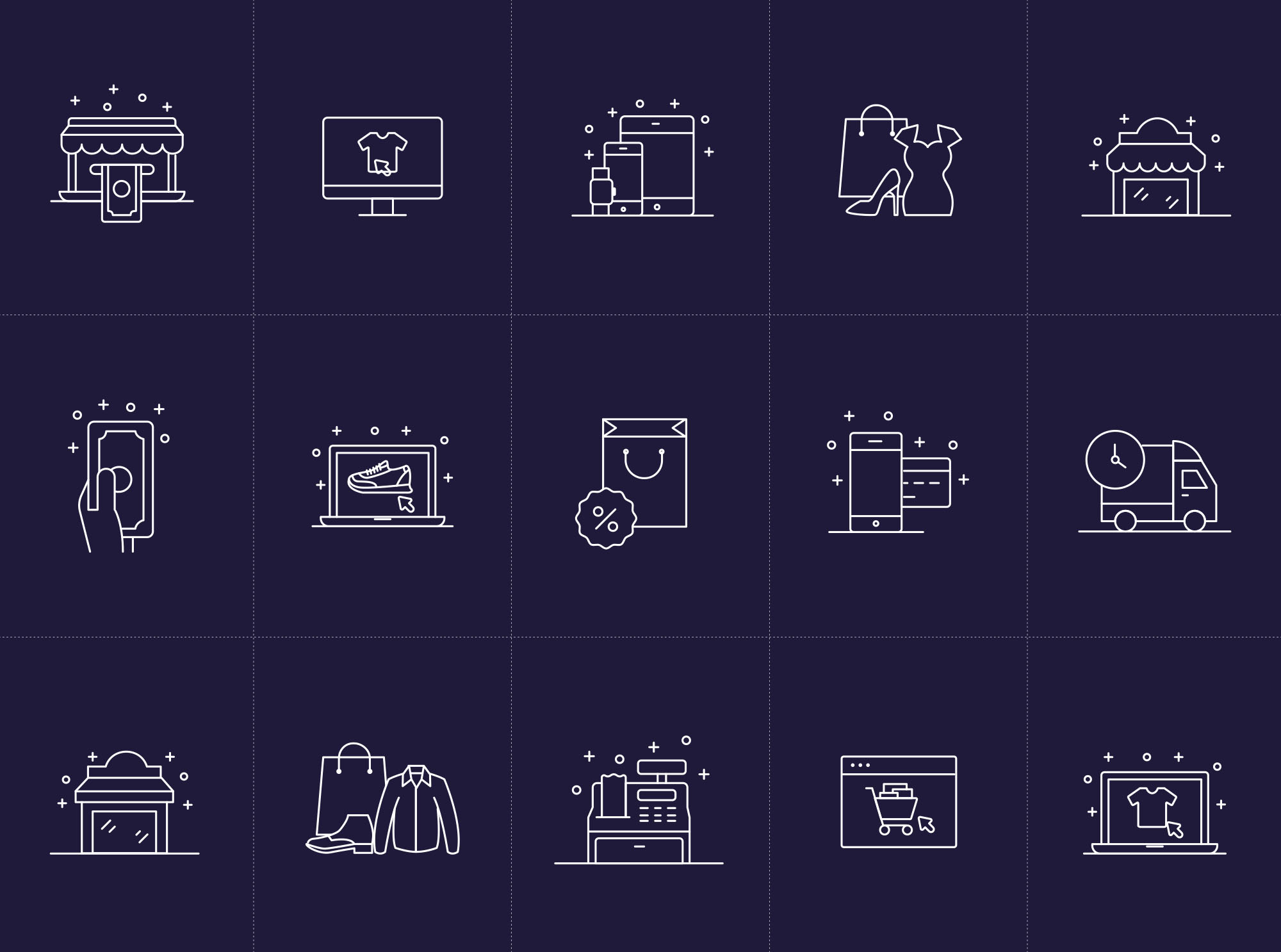 购物和电子商务主题矢量图标素材 Shopping and E-commerce Vector Icons