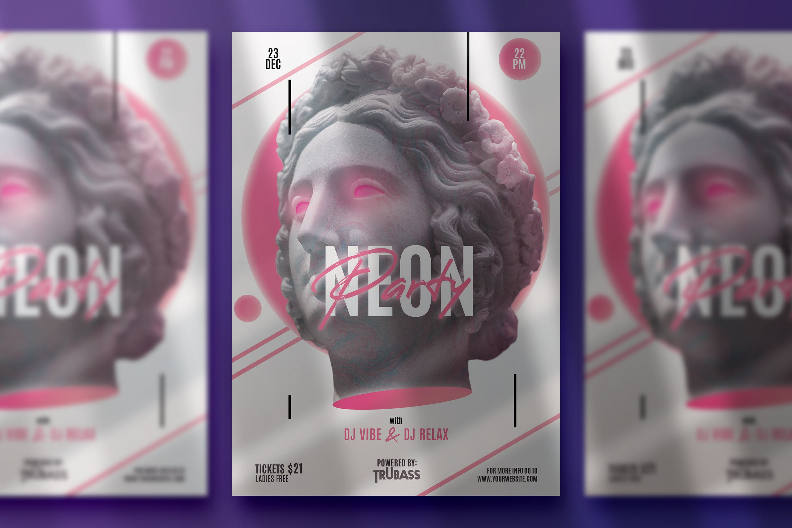 霓虹灯抽象设计风格活动派对海报传单模板 Neon Abstract Party Flyer