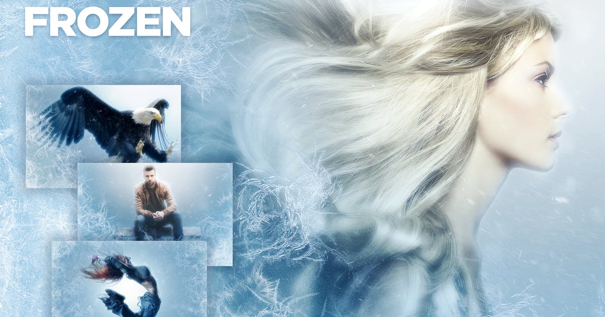 冰霜雪花效果照片处理PS动作 Frozen Photoshop Action CS3+
