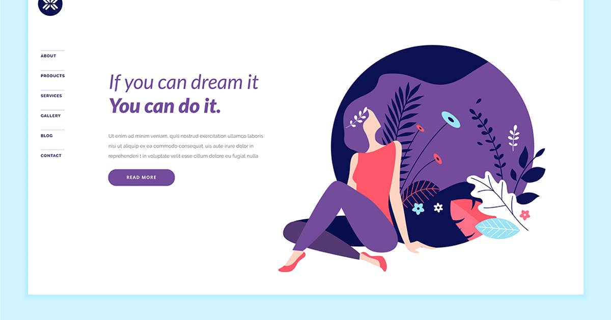 高端大气女性时尚主题网站设计概念插画素材 Beauty Web Page Design Template