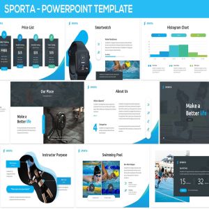 创新体育运动互联网产品演示PPT幻灯片模板 Sporta – Powerpoint Presentation Template