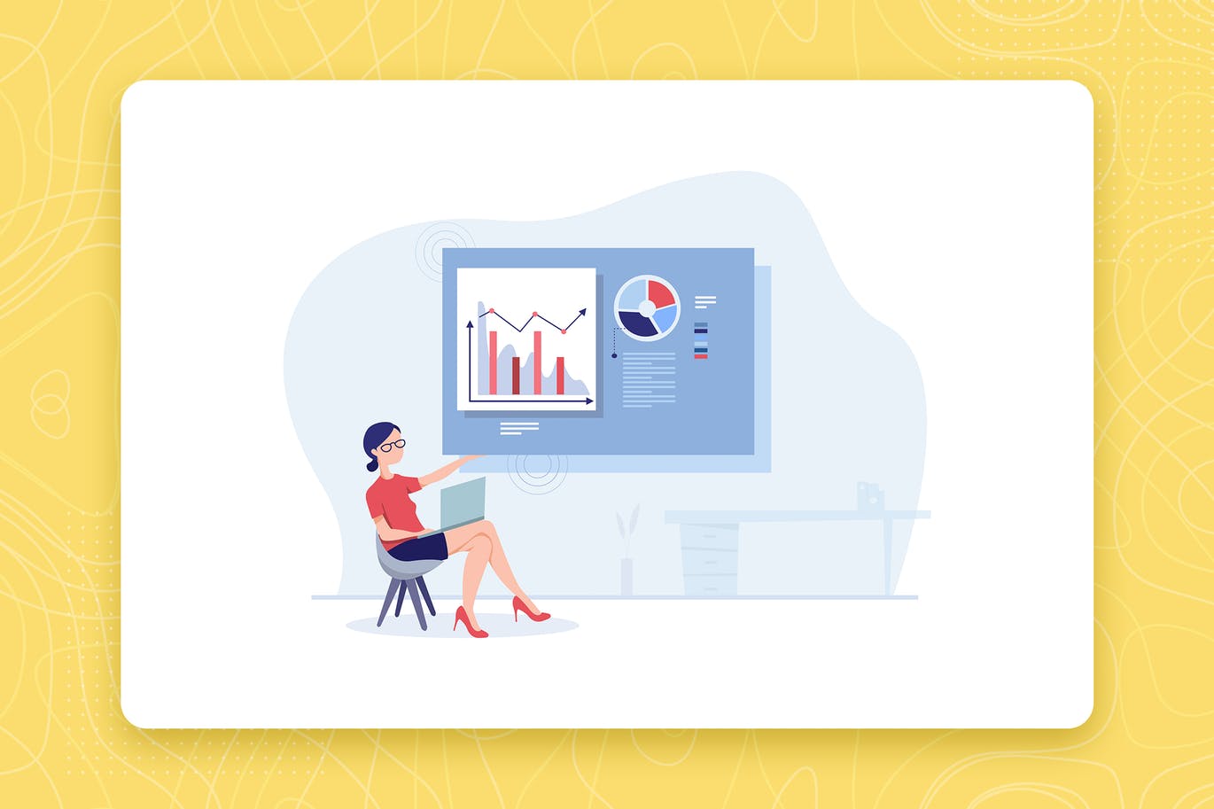 数据分析主题扁平设计风格矢量概念插画 Data Analysis flat vector illustration concept