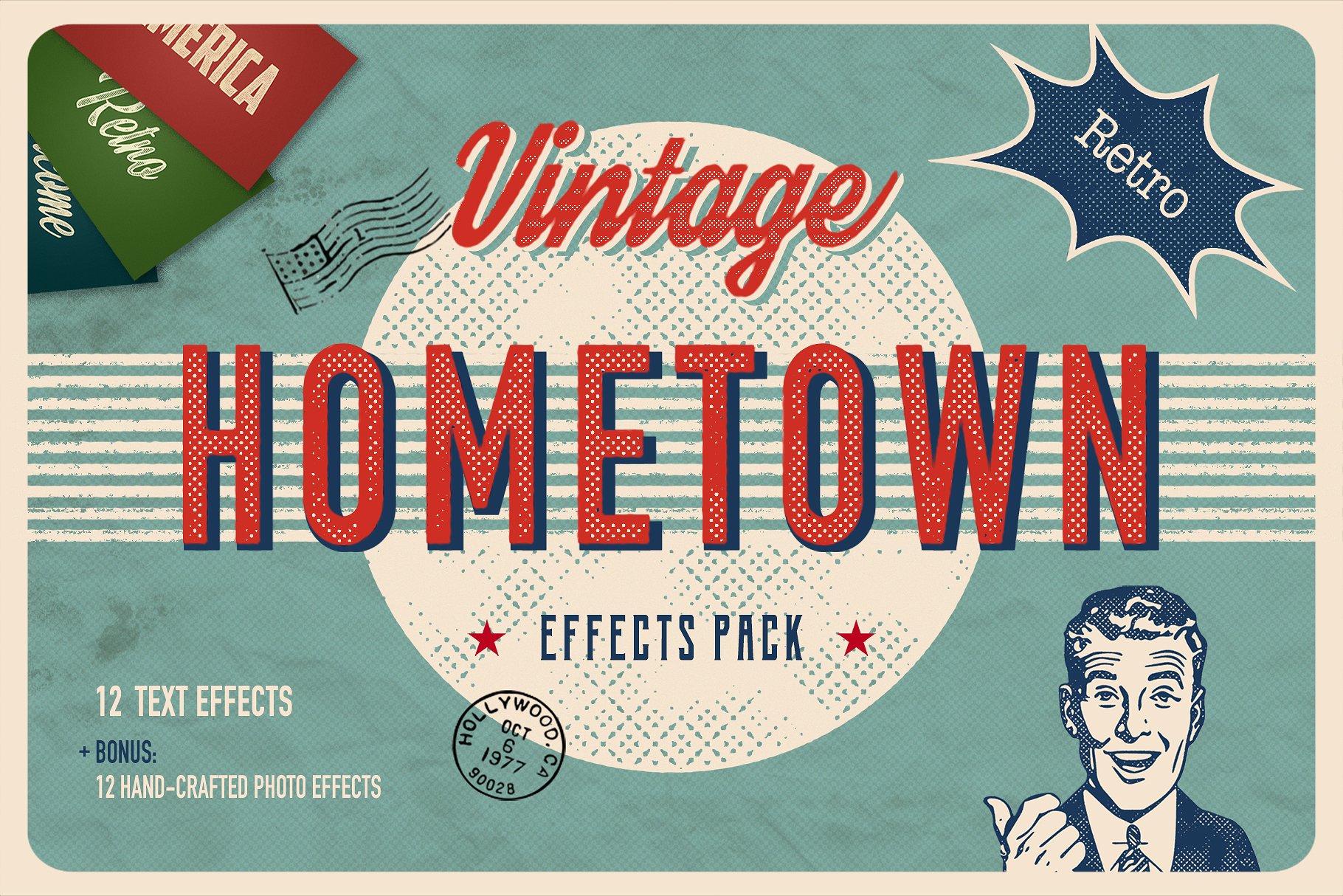 复古怀旧乡村风格图层样式 Vintage Hometown Effects Pack +BONUS