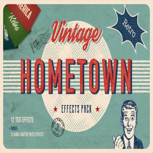 复古怀旧乡村风格图层样式 Vintage Hometown Effects Pack +BONUS