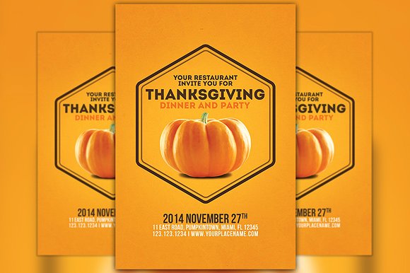 极简主义秋季感恩节传单设计模板 Minimal Thanksgiving Flyer Template