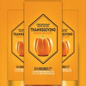 极简主义秋季感恩节传单设计模板 Minimal Thanksgiving Flyer Template