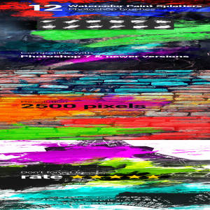 12种水彩颜料喷溅 PS 笔刷 12 Watercolor Paint Splatters Photoshop Brushes