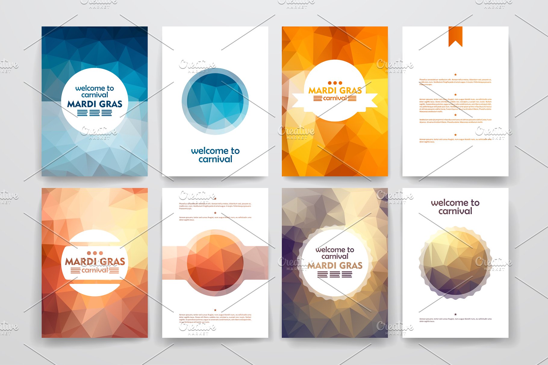 狂欢节主题小册子模板 Mardi Gras Brochures