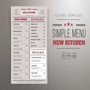 超简约餐厅菜单文字排版设计模板 Flat Menu Resto