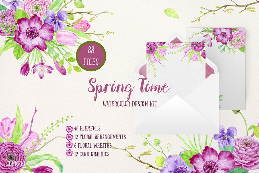 水彩插画设计师套装 Watercolor Design Kit Spring Time
