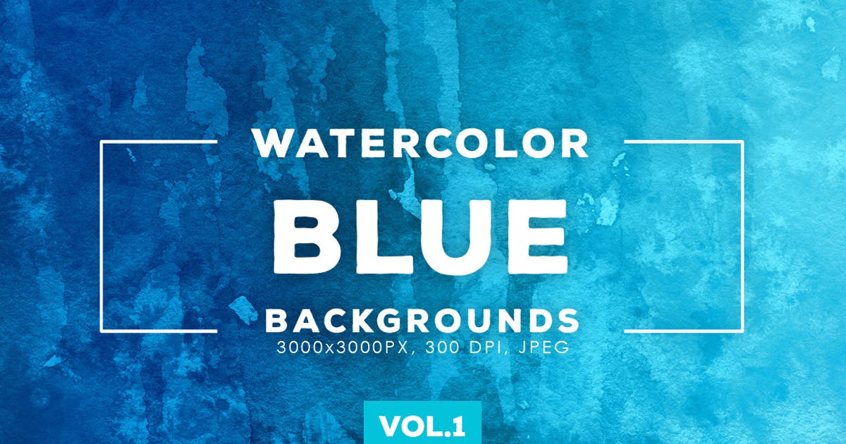 蓝色水彩涂料肌理纹理背景设计素材v1 Blue Watercolor Backgrounds Vol.1