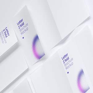 信纸规格三折页折叠小册子传单设计效果图样机05 Letter Z Fold Brochure Mockup 05