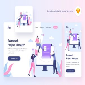 团队合作矢量概念插画素材[SKETCH&SVG] Vela teamwork illustration (Sketch, SVG)