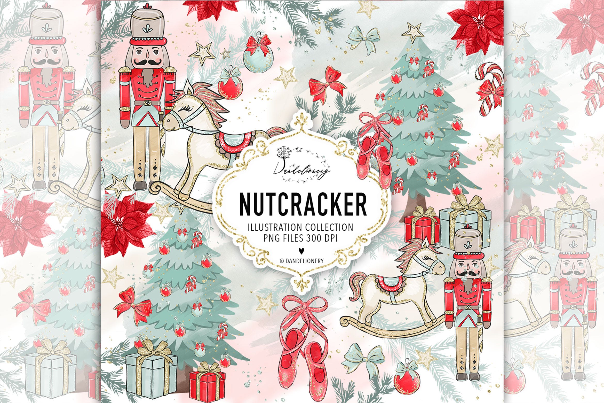 圣诞节胡桃夹子矢量手绘设计素材 Christmas Nutcracker design