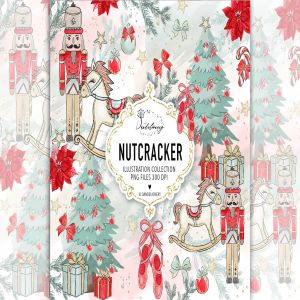 圣诞节胡桃夹子矢量手绘设计素材 Christmas Nutcracker design