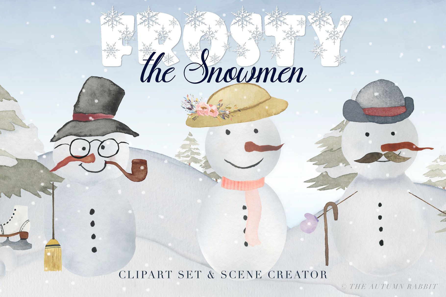 雪人场景设计工具包&剪贴画 Snowman Scene Creator & Clipart