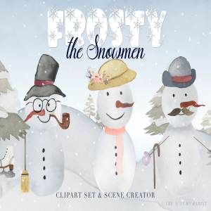 雪人场景设计工具包&剪贴画 Snowman Scene Creator & Clipart