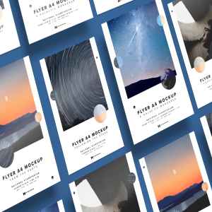 A4-A5传单设计等距网格效果图样机03 A4-A5 Flyer Mockup 03